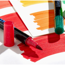 SET DE 48 FEUTRES A EAU DOUBLE POINTES PAILLETTES 96 COULEURS KINGART