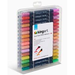 SET DE 48 FEUTRES A EAU DOUBLE POINTES PAILLETTES 96 COULEURS KINGART