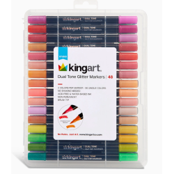 SET DE 48 FEUTRES A EAU DOUBLE POINTES PAILLETTES 96 COULEURS KINGART