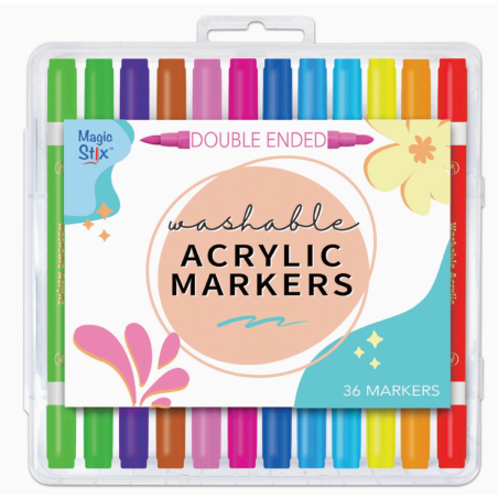 SET DE 36 FEUTRES ACRYLIQUE DOUBLE POINTES