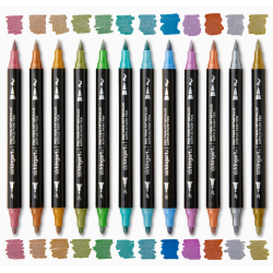 SET DE 24 FEUTRES ACRYLIQUES METALLIQUES double pointes KINGART