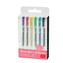Set de 6 Mini Stylos à Encre Gel Glitter - Shine Like a Diamond LEGAMI