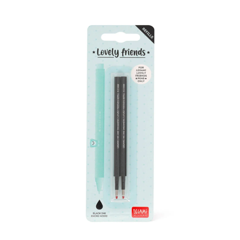 Set de 2 Recharges pour Stylo à Encre Gel Lovely Friends Encre noire LEGAMY