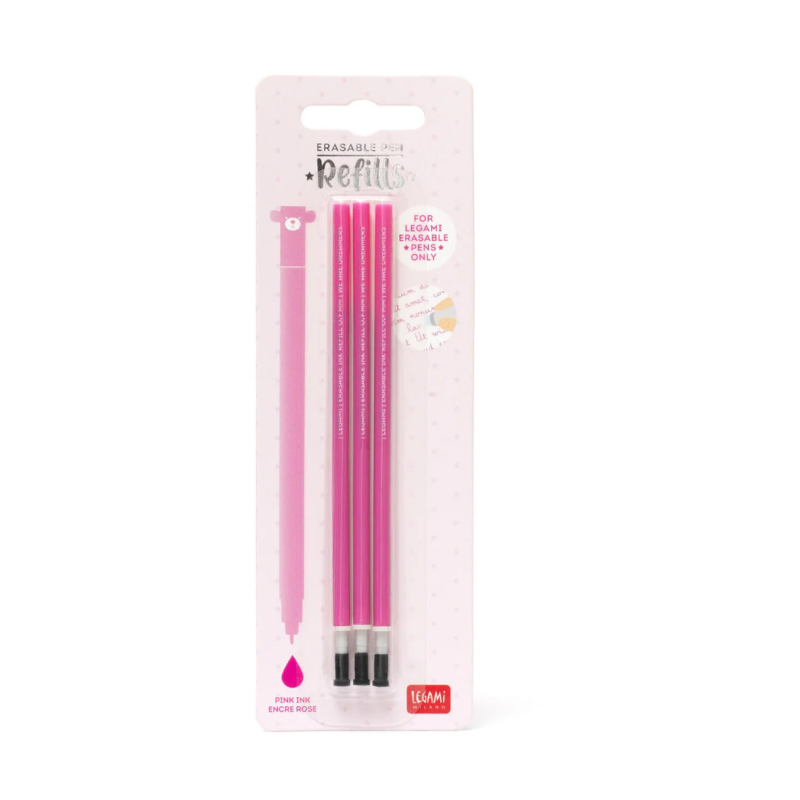 Set de 3 Recharges pour Stylo à Encre Gel Effaçable Encre rose Erasable Pen LEGAMI