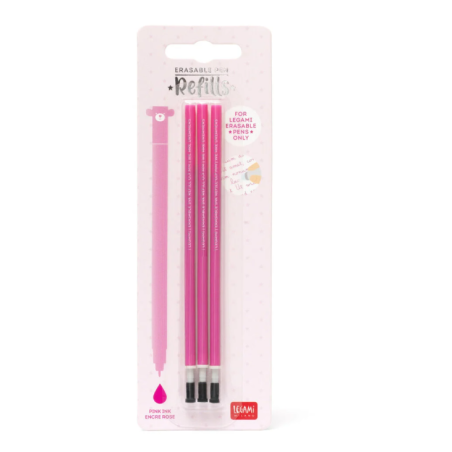 Set de 3 Recharges pour Stylo à Encre Gel Effaçable Encre rose Erasable Pen LEGAMI