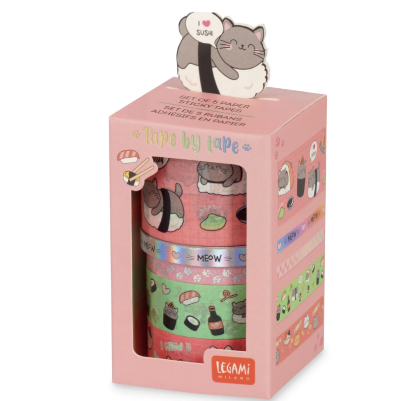 Set de 5 Washi Tape Décoratifs en Papier Kitty Tape by Tape LEGAMI