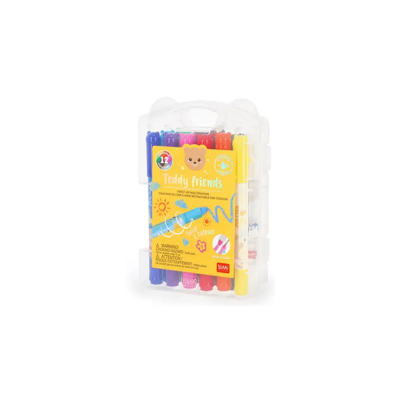 SET DE 12 CRAYONS DE CIRE TORSADABLES TEDDY FRIENDS LEGAMI
