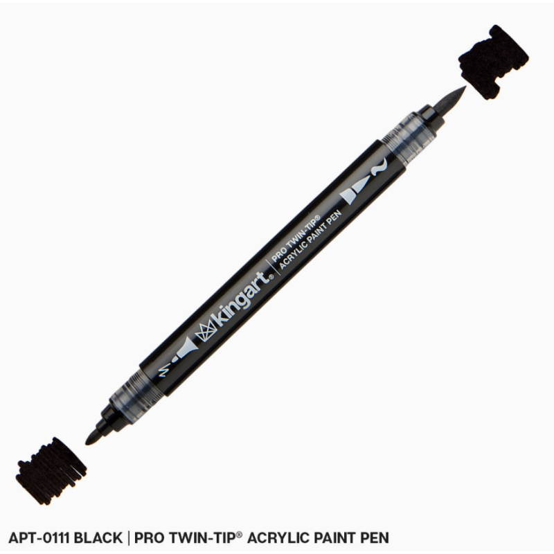 FEUTRE ACRYLIQUE DOUBLE POINTE BRUSH FEUTRE PRO KINGART NOIR APT-0111