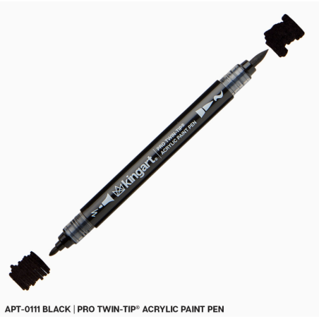 FEUTRE ACRYLIQUE DOUBLE POINTE BRUSH FEUTRE PRO KINGART NOIR APT-0111