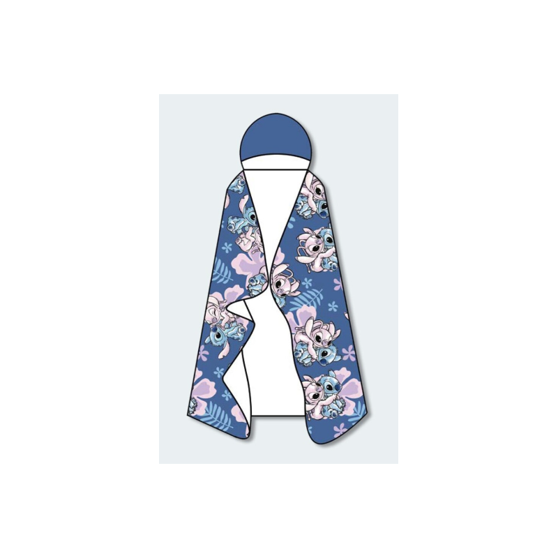 Couverture à capuche Stitch & Angel fleurs - Disney