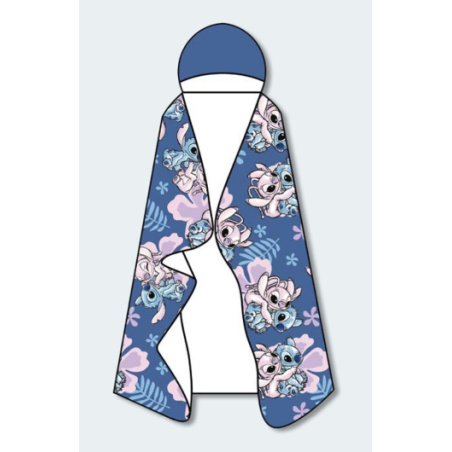 Couverture à capuche Stitch & Angel fleurs - Disney