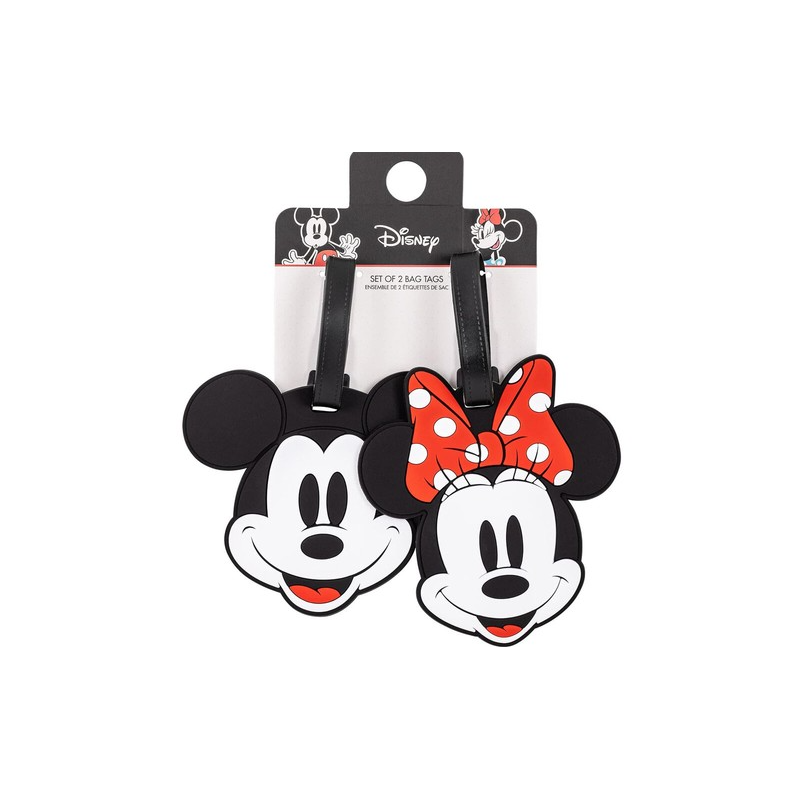 Set 2 Etiquettes à Bagages Mickey & Minnie Rouge et Noir - Disney