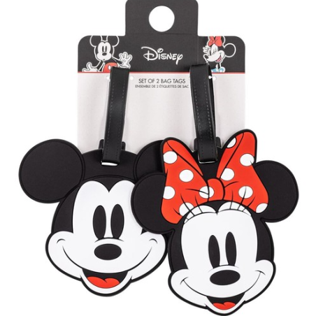 Set 2 Etiquettes à Bagages Mickey & Minnie Rouge et Noir - Disney