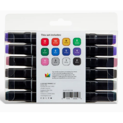 SET DE 12 Marqueurs à eau pailletés PRO à double embout KINGART