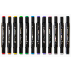 SET DE 12 Marqueurs à eau pailletés PRO à double embout KINGART