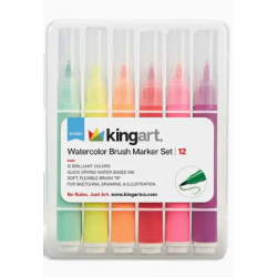 SET DE 12 Marqueurs A EAU pinceau à pointe souple pour coloriage KINGART
