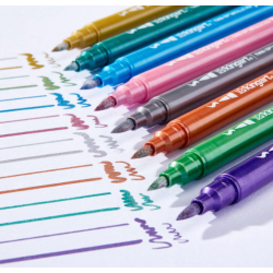 Stylos métalliques KINGART- 10 couleurs double pointe + marqueurs fins