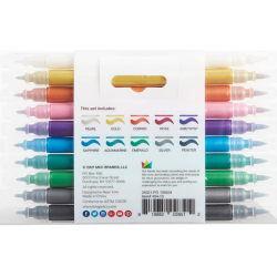 Stylos métalliques KINGART- 10 couleurs double pointe + marqueurs fins
