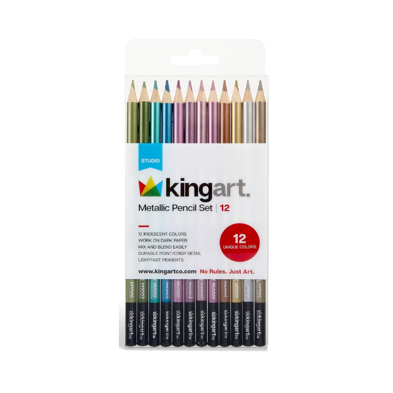 Pack de 12 Crayons de couleur métalliques KINGART