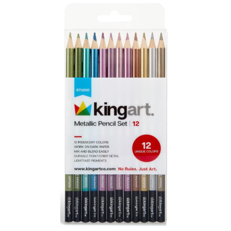 Pack de 12 Crayons de couleur métalliques KINGART