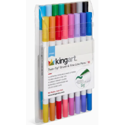 Feutres Twin-Tip™ pointe pinceau et pointe fine - encre à base d'eau - 16 couleurs