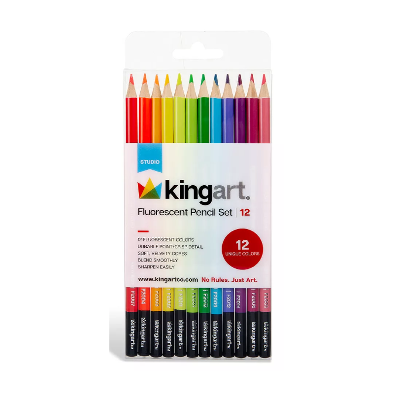 Pack de 12 crayons de couleur néon - KINGART