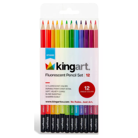 Pack de 12 crayons de couleur néon - KINGART