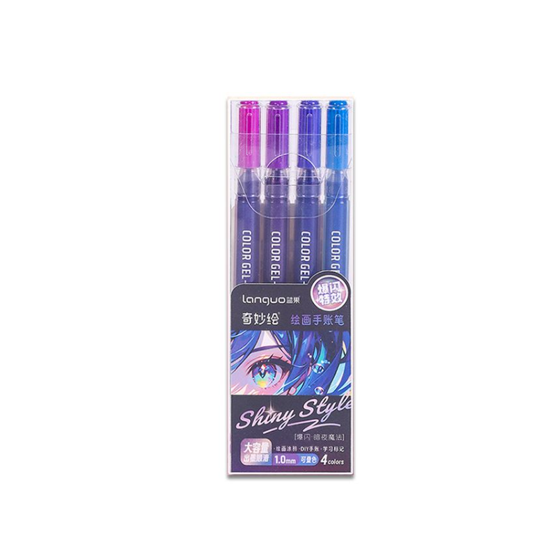 Pack de 4 stylos gel pailletés Languo