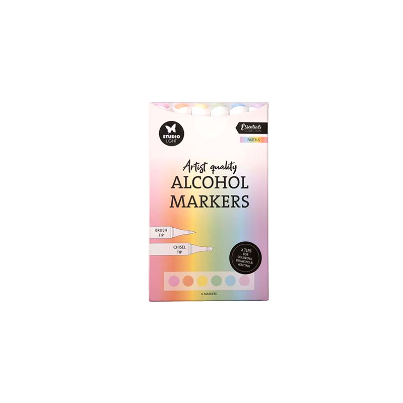 SET DE 6 FEUTRES DOUBLE POINTES A ALCOOL PASTEL