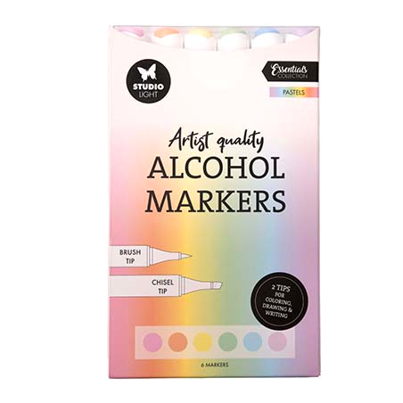 SET DE 6 FEUTRES DOUBLE POINTES A ALCOOL PASTEL