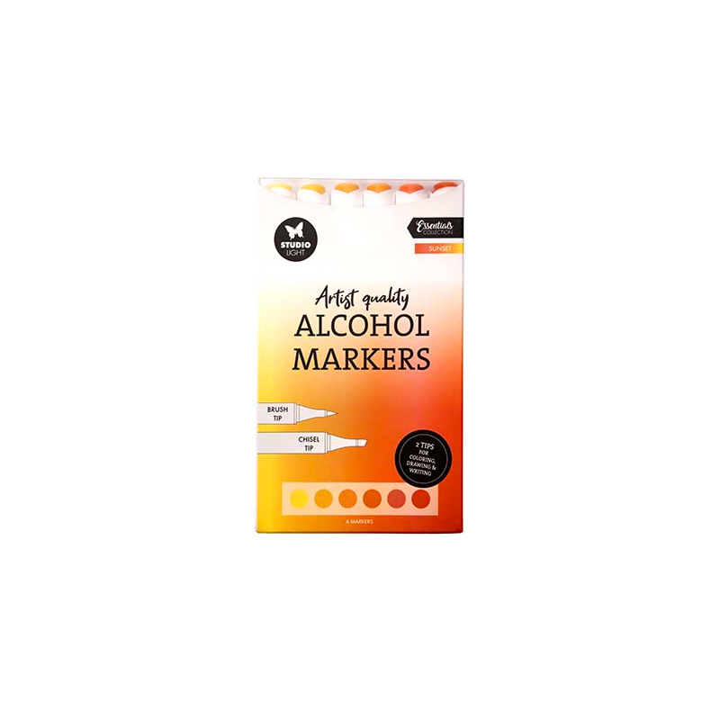 SET DE 6 FEUTRES DOUBLE POINTES A ALCOOL SUNSET