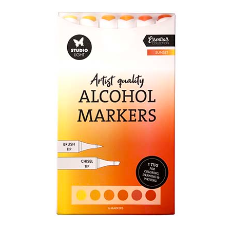 SET DE 6 FEUTRES DOUBLE POINTES A ALCOOL SUNSET