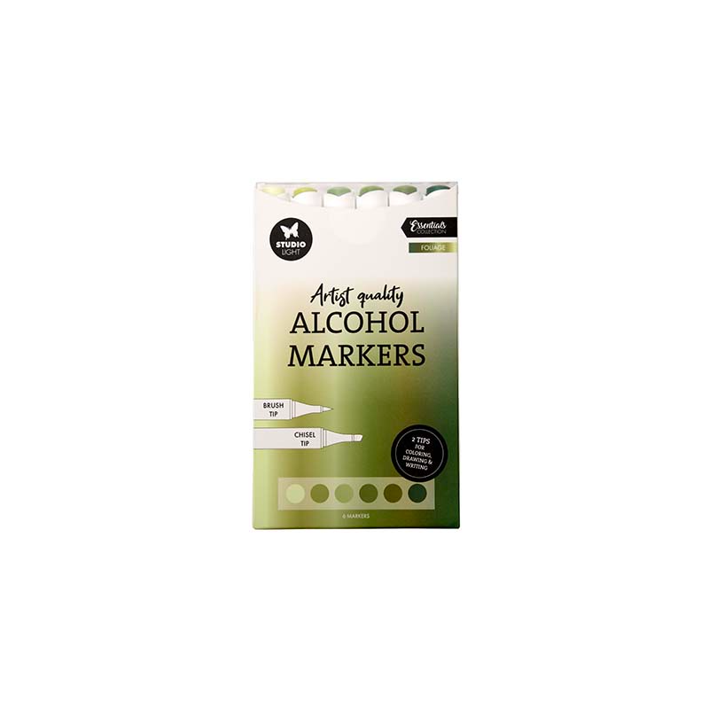 SET DE 6 FEUTRES DOUBLE POINTES A ALCOOL FOLLIAGE