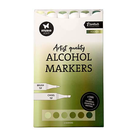 SET DE 6 FEUTRES DOUBLE POINTES A ALCOOL FOLLIAGE
