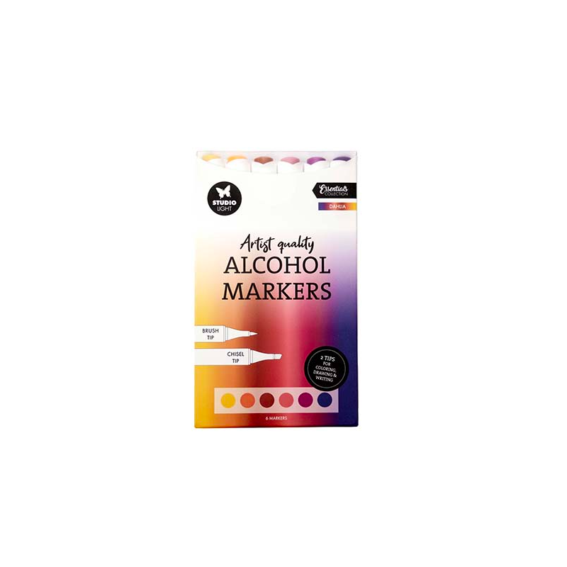 SET DE 6 FEUTRES DOUBLE POINTES A ALCOOL DAHLIA