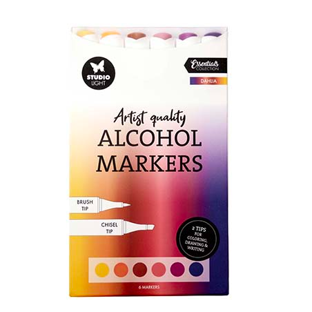 SET DE 6 FEUTRES DOUBLE POINTES A ALCOOL DAHLIA