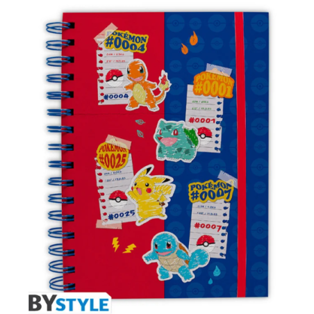 Carnet A5 spirale - rouge et bleu partenaire - Pokémon
