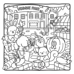 Coloriage Cosy Colo Snuggly Friends Petit village cosy