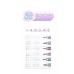 Pack de 6 stylos gel à paillettes Pastel clair Languo P600-49
