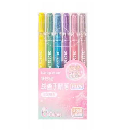 Pack de 6 stylos gel à paillettes Pastel Languo P600-25