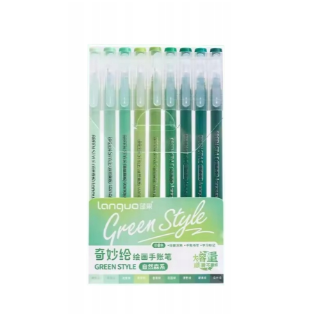 Stylos gel x 9 à pointe fine Green Languo