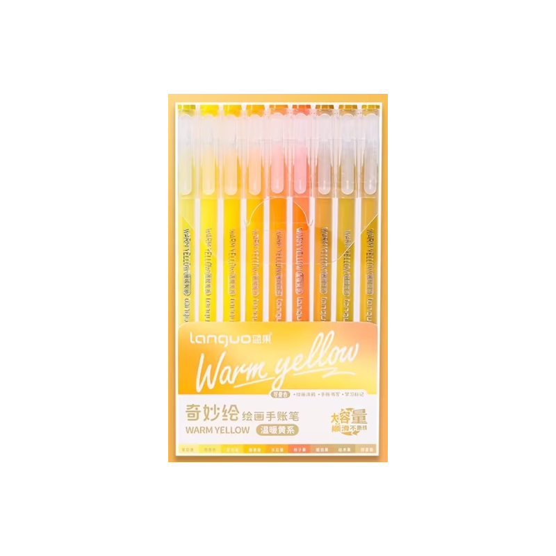 Stylos gel x 9 à pointe fine Warm Yellow Languo