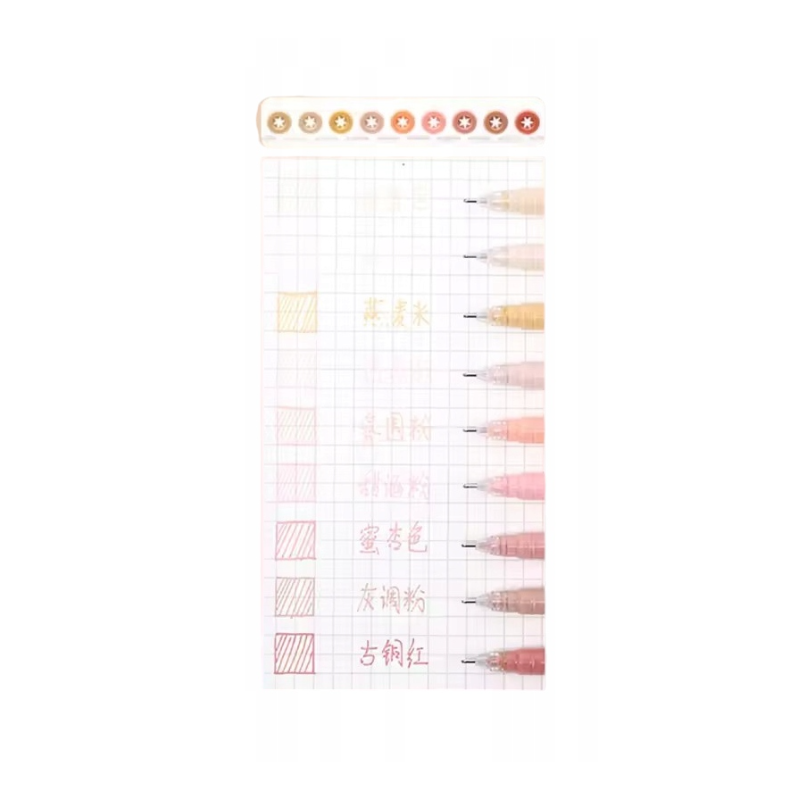 Stylos gel x 9 à pointe fine Couleurs Skin Languo