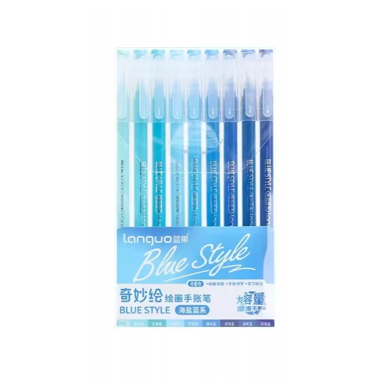 Stylos gel x 9 à pointe fine Bleue Languo
