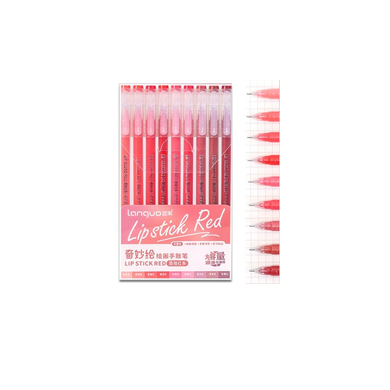 Stylos gel x 9 à pointe fine Nuance Rouge Languo