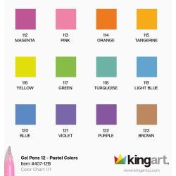 Stylo Gel 12 Pastel Couleurs Kingart