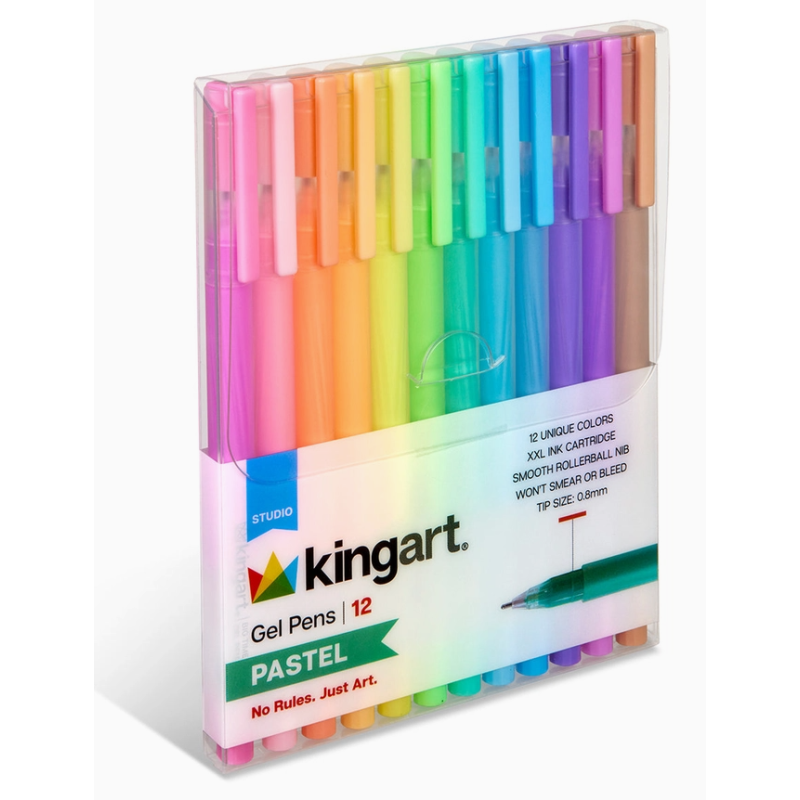 Stylo Gel 12 Pastel Couleurs Kingart