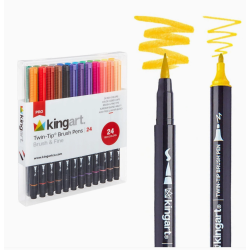 Set de 24 Feutres Pinceau PRO à double pointe  à eau Kingart