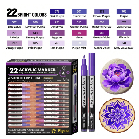 SET DE 22 PACKS ACRYLIQUE POINTE FINE VIOLET 07MM