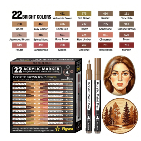 SET DE 22 PACKS ACRYLIQUE POINTE FINE MARRON 07MM